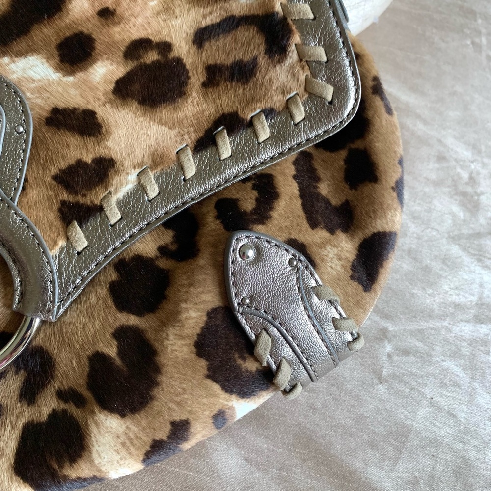 Cole Haan Leather Leopard and Hide Skin Flap Purse Bag - Picture 2 of 9